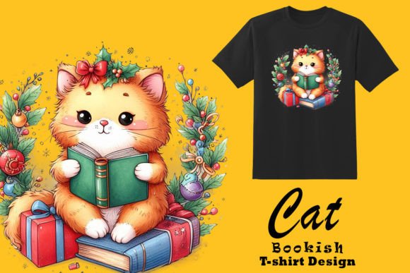 Download Festive Feline Lost in Books Clipart - Premium Resources